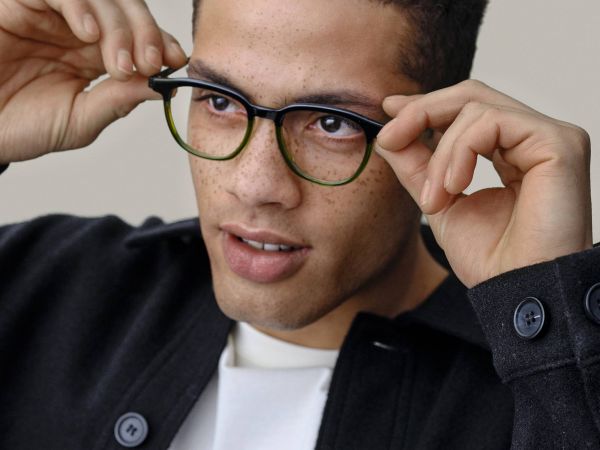 young man in modo glasses